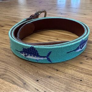 Smathers & Branson Needlepoint Belt with Fish Design